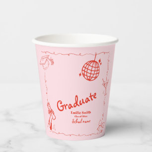Doodles style Hand Drawn Graduation Party Paper Cups