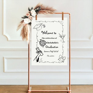 Doodles style Hand Drawn Graduation Party welcome Poster