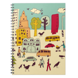 Doodles urban park landscape walking colour city l notebook