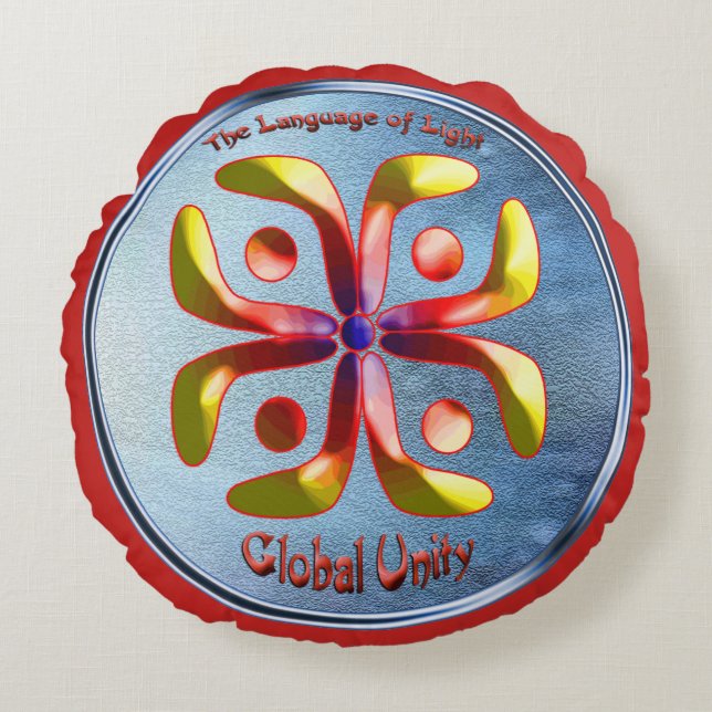 Doodling on the symbol of Global unity Round Cushion (Front)