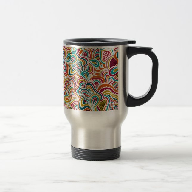 Doodling pattern travel mug (Right)