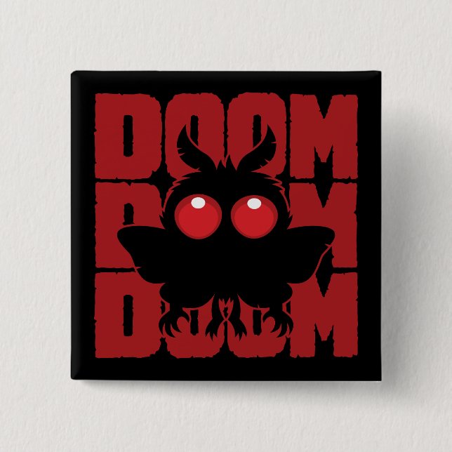 DOOM DOOM DOOM Kawaii Mothman Cryptid 15 Cm Square Badge (Front)