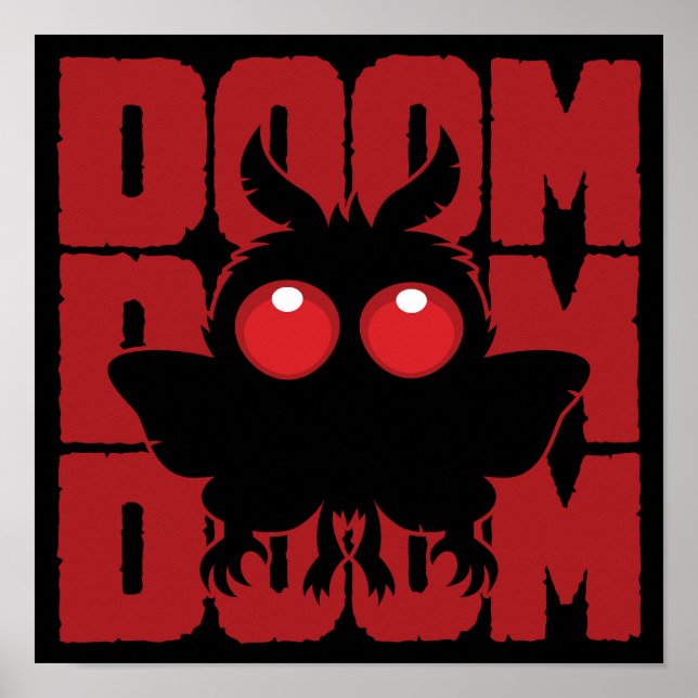 DOOM DOOM DOOM Kawaii Mothman Cryptid Poster (Front)