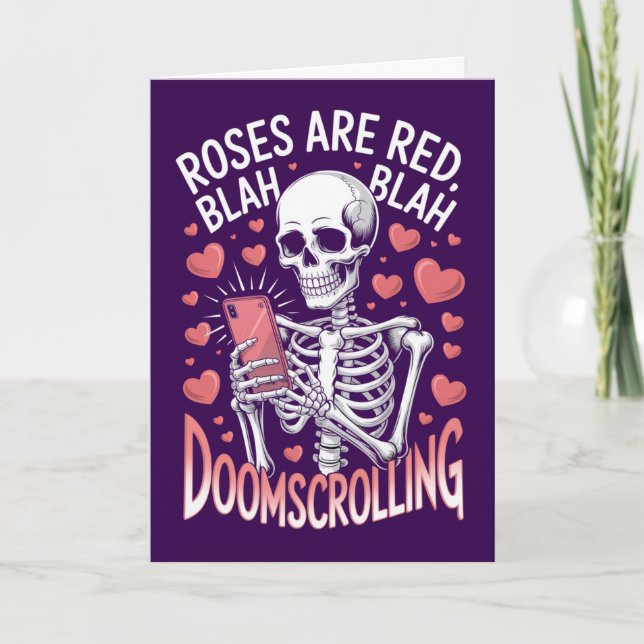 Doomscrolling Roses Are Red Anti Valentines Card (Front)