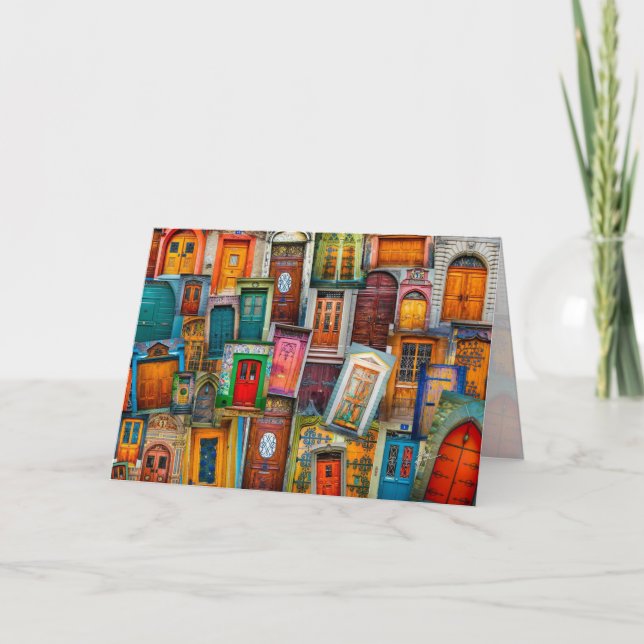 Door Art Blank All Occasion Travel Colourful 5x7 Holiday Card (Front)