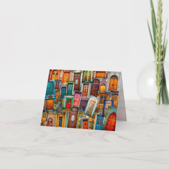 Door Art Blank All Occasion Travel Colourful Holiday Card (Front)