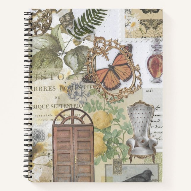 Door Botanical Vintage Ephemera Decoupage Notebook (Front)