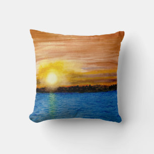 Door County Fish Creek Brilliant Evening Sunset Cushion