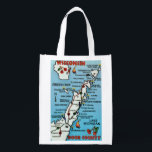 Door County WI Reusable Bag<br><div class="desc">Wonderfully colourful Door County Wisconsin postcard map repurposed! The image is on front and back but you can delete one side and customise the bag if you like.  These bags are strong and tough - very versatile!  Use for a gift - for groceries,  for books or beach!</div>