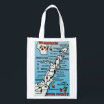 Door County WI Reusable Bag<br><div class="desc">Wonderfully colourful Door County Wisconsin postcard map repurposed! The image is on front and back but you can delete one side and customise the bag if you like. These bags are strong and tough - very versatile! Use for a gift - for groceries, for books or beach!</div>