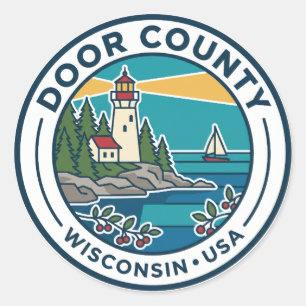 Door County Wisconsin Classic Round Sticker