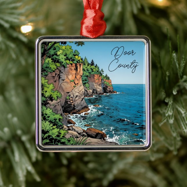 Door County, Wisconsin Travel Souvenir Keepsake Metal Tree Decoration (Tree)