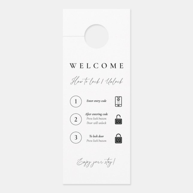 Door Hanger Lock/Unlock Instructions (Front)