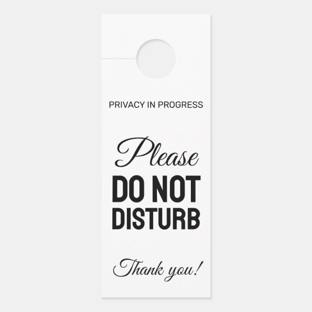 Door Hanger Modern Privacy In Progress Custom Text (Front)