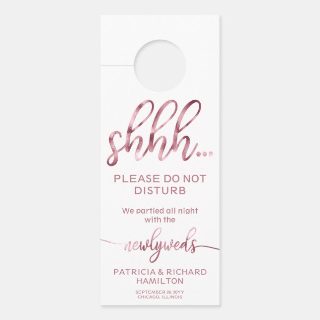 Door Hanger Wedding Do Not Disturb Sign (Front)
