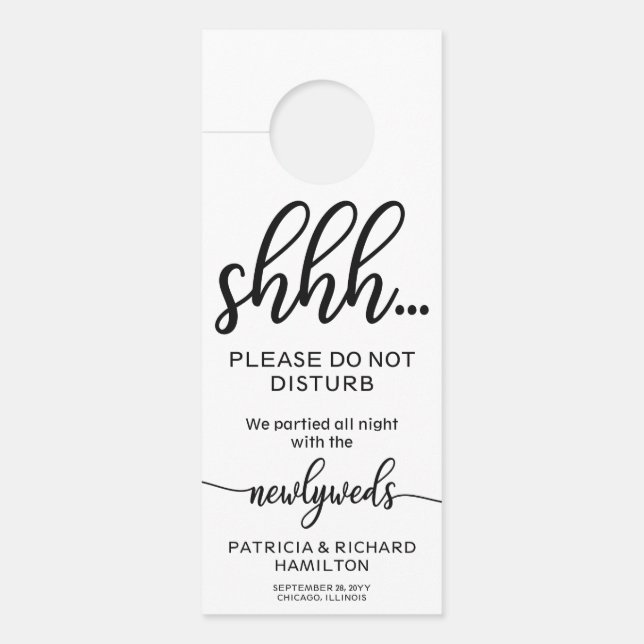 Door Hanger Wedding Do Not Disturb Sign (Front)