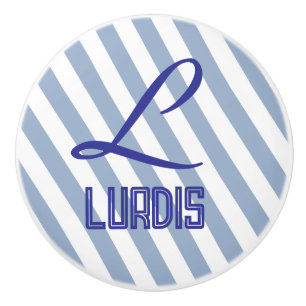 Door Knob Blue & White Stripe