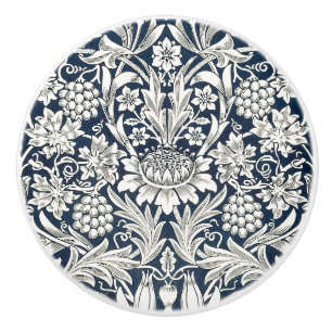 Door Knob - Blue with White Flowers William Morris