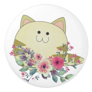Door Knob Floral Cat Kitten