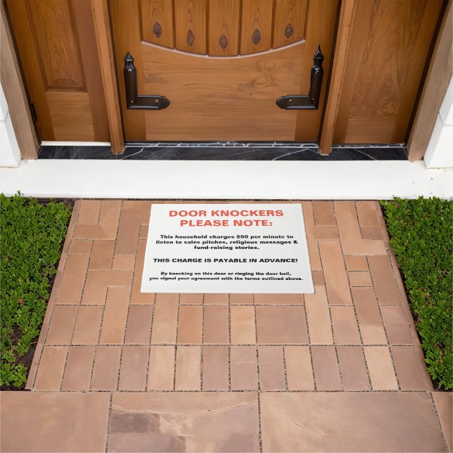 DOOR KNOCKERS PLEASE NOTE Novelty Sign warning fun Doormat (Outdoor)