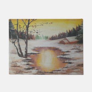Door Mat Ann Hayes Painting Winter Scene