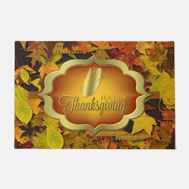 Door Mat - Autumnal Happy Thanksgiving (Front)