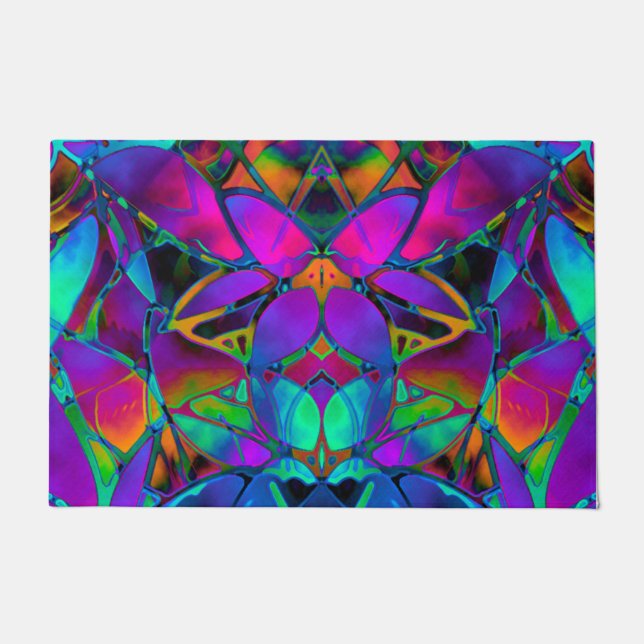 Door Mat Floral Fractal Art (Front)