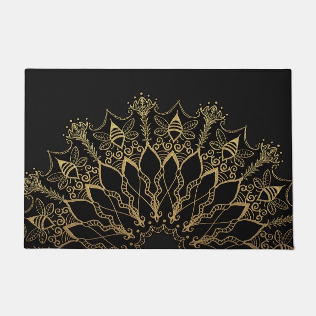 Door Mat - Golden Bee Mandala (Front)