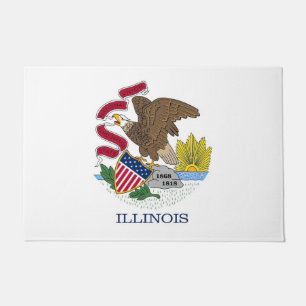 Door Mat with Flag of Illinois State, USA