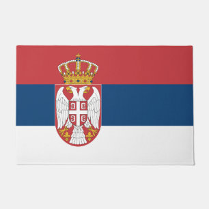 Door Mat with Flag of Serbia