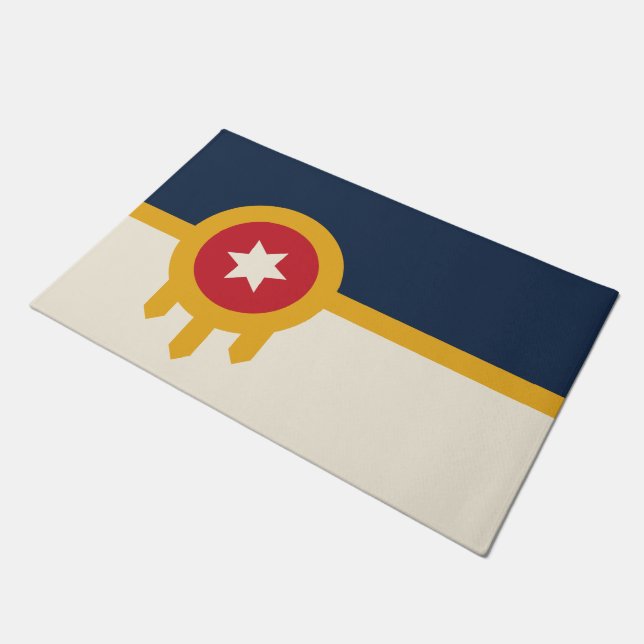 Door Mat with Flag of Tulsa, Oklahoma (Angled)