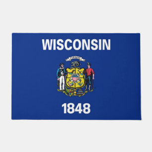 Door Mat with Flag of Wisconsin, USA