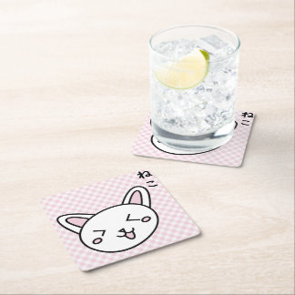 Door pink kitty square paper coaster