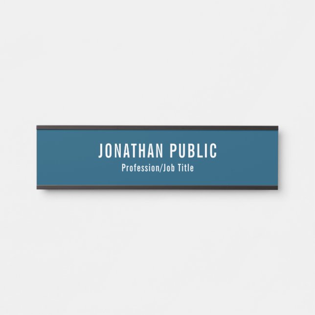 Door Sign Elegant Modern Ocean Blue Template (Front)