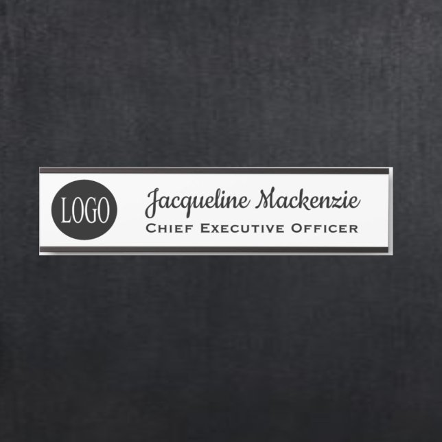 Door Sign for Office w/ Logo Name Plate B&W White (Creator Uploaded)