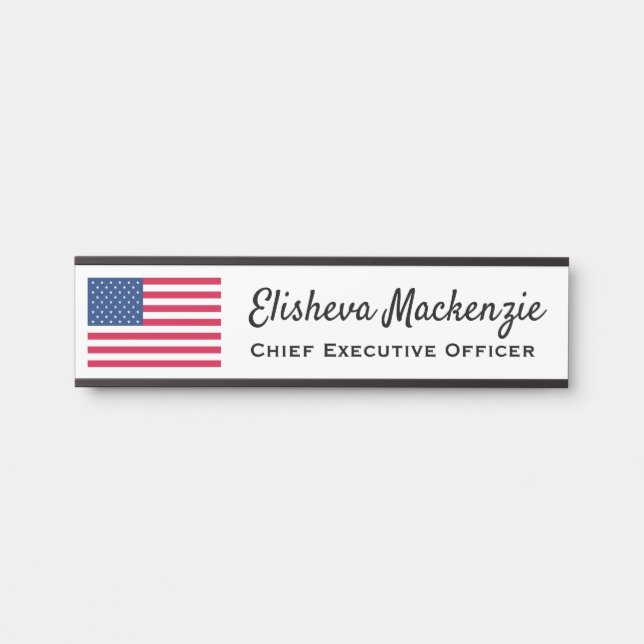 Door Sign Signs Office Name Plate American Flag (Front)