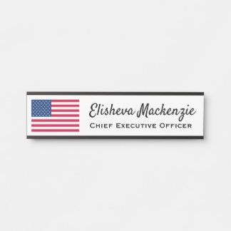 Door Sign Signs Office Name Plate American Flag