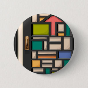 door stained glass 6 cm round badge