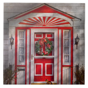 Door - Winter - Christmas kitty Tile