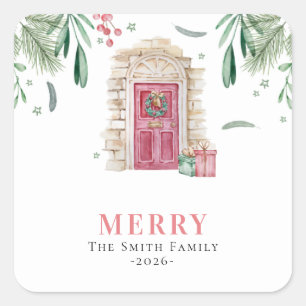 Door with Christmas gifts Square Sticker