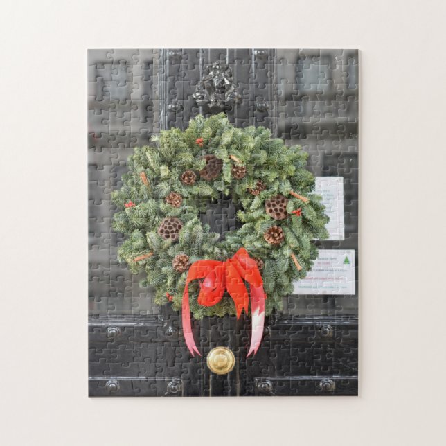 Door with Christmas Wreath, London, England UK Jigsaw Puzzle (Vertical)