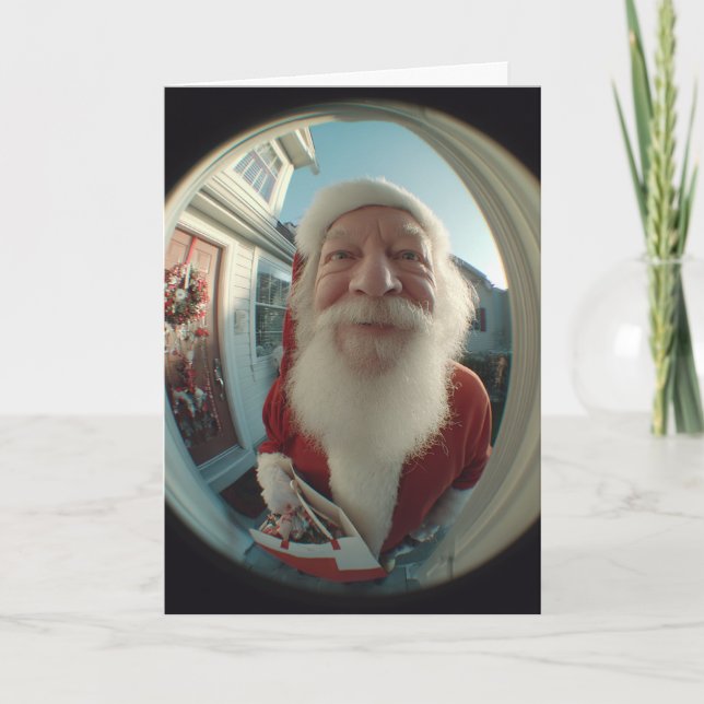 Doorbell Santa Holiday Card (Front)