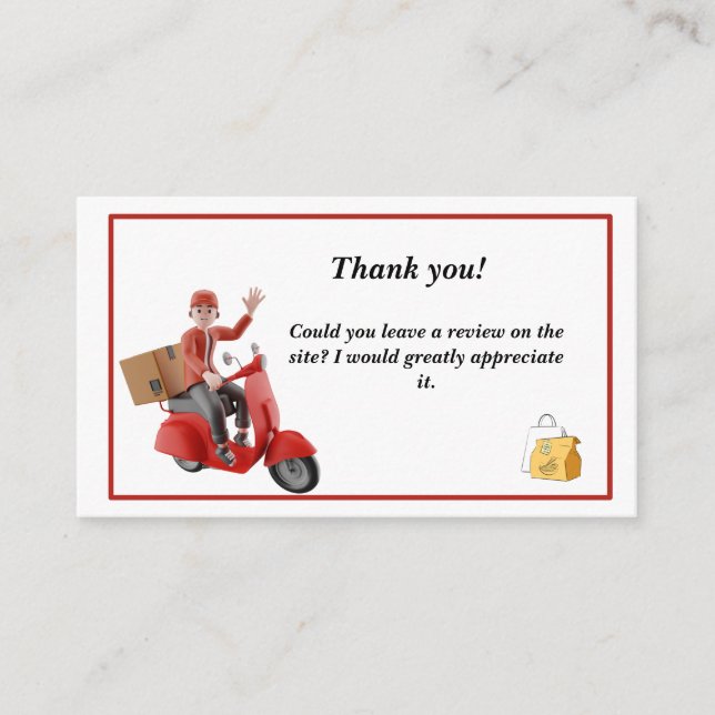Doordash Delivery Driver Thank you  Business Card (Front)
