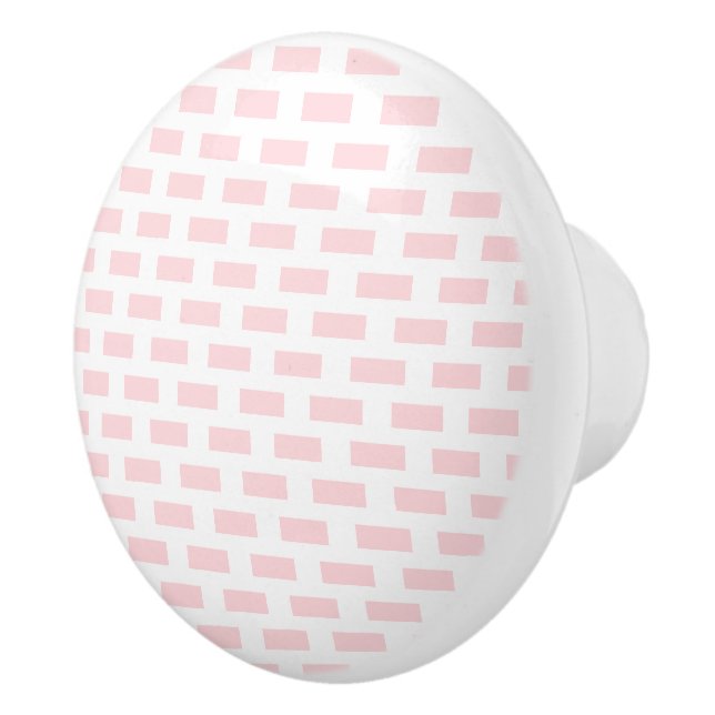 DoorKnob Pink & White Stripe Square Ceramic Knob (Right)