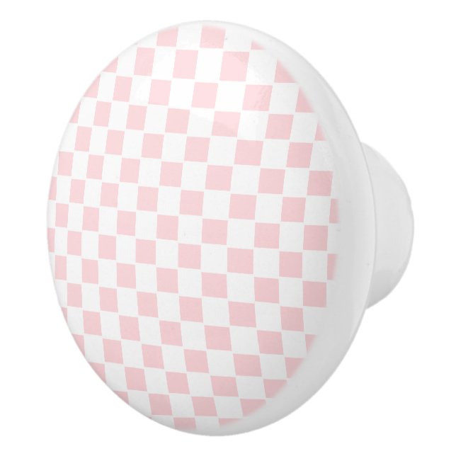 DoorKnob Pink & White Stripe Square Ceramic Knob (Right)