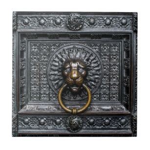 Doorknocker Lion - Black / Gold Tile