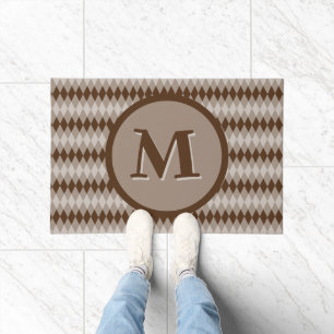Doormat - Argyle Pattern in Brown with Monogram