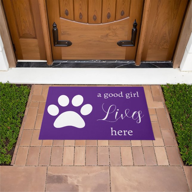 Doormat - Dog Paw - a good girl Lives Here (Outdoor)
