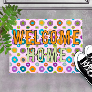 doormat fun colourful welcome home pink