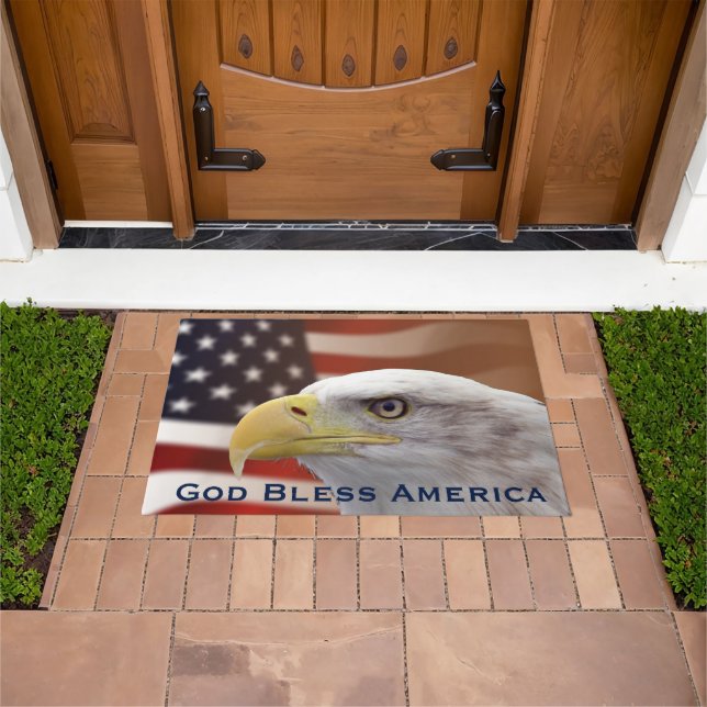 Doormat God Bless America Eagle Flag (Outdoor)
